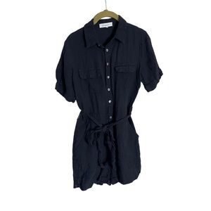 Banco Black Linen Utility Belted Romper Small
